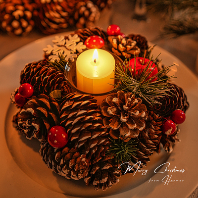 圣诞红果烛台氛围烛台摆件