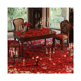 七夕蓝色仿真玫瑰花瓣结婚装饰婚礼手撒花瓣表白求婚浪漫婚房布置