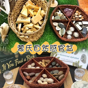 幼儿园华德福瑞吉欧感官盆分类篮自然物开放性材料收纳早教教具