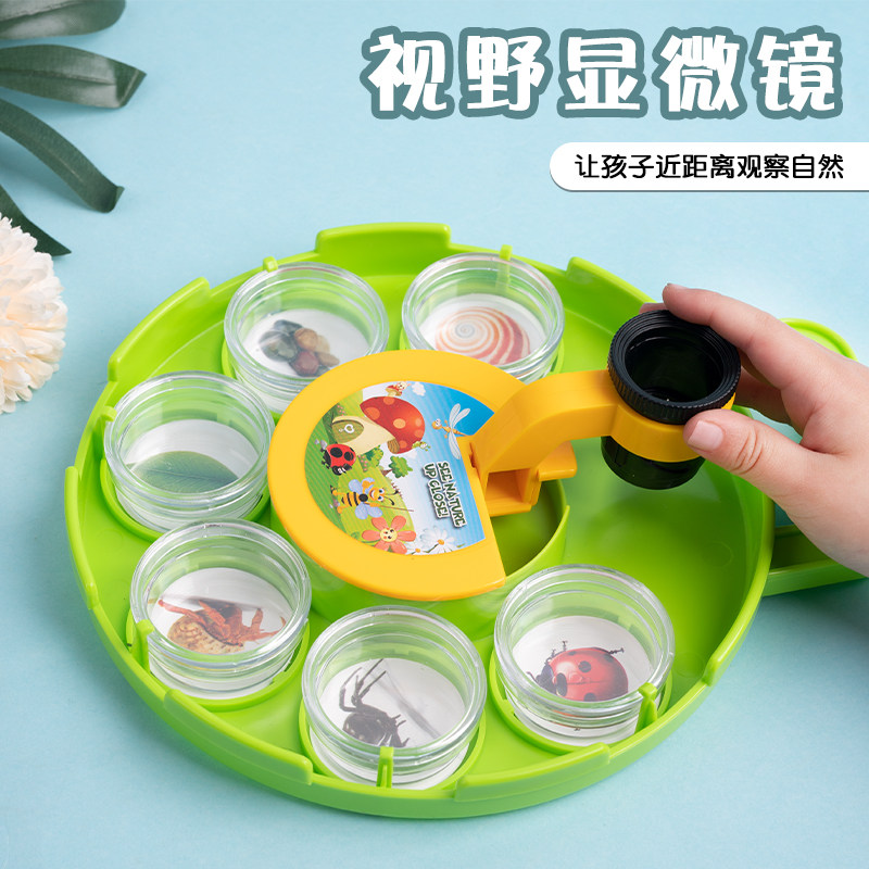 幼儿园小学昆虫科学区区域角自制教玩具材料昆虫观察盒放大镜