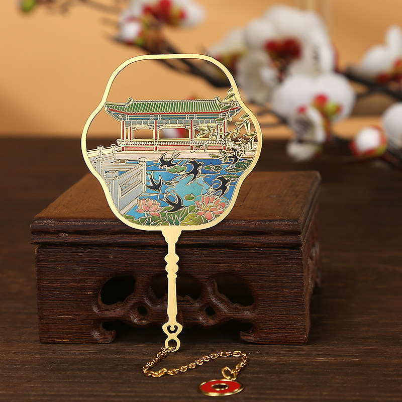 江苏苏州园林旅游景区金属团扇书签文创古典中国风纪念品伴手礼