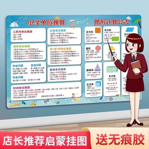 小学生数学公式大全墙贴儿童