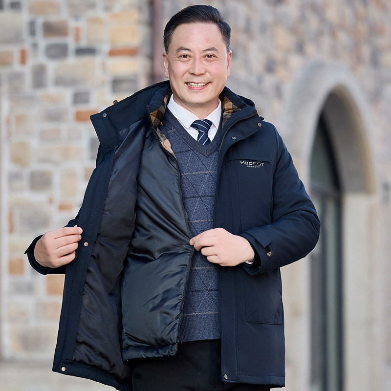 中老年人可脱卸内胆棉衣可拆卸爸爸棉服男士加绒加厚棉袄冬天外套
