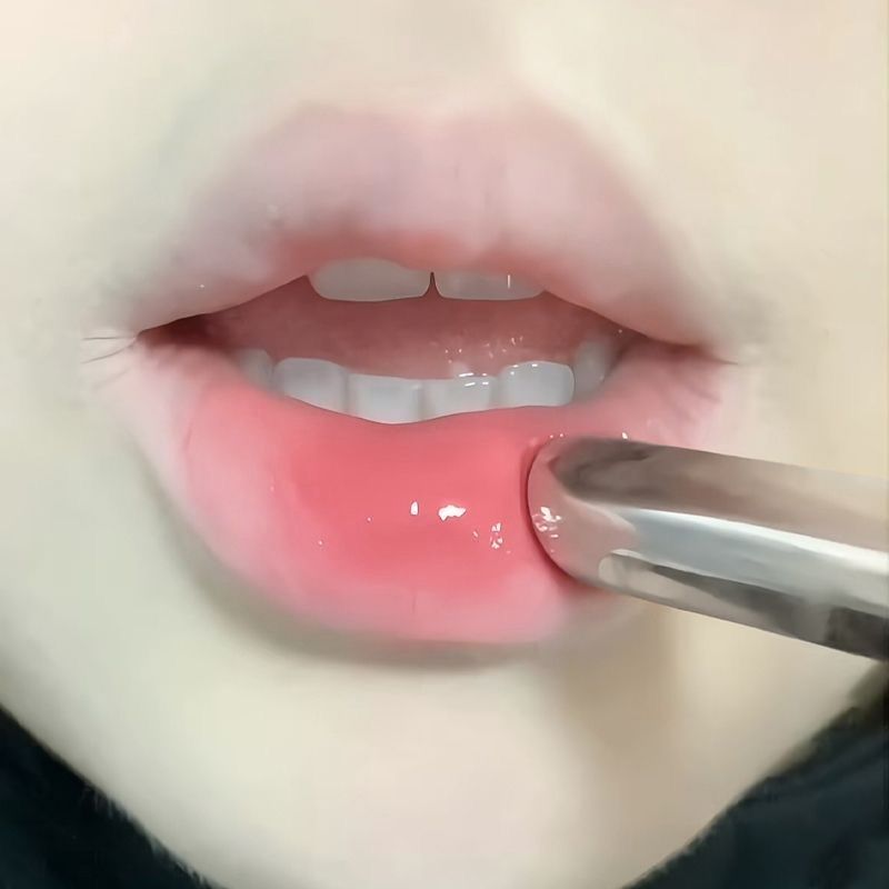 白桃气泡粉~灵动裸粉色水光固体口红镜面滋润不掉色学生素颜唇膏