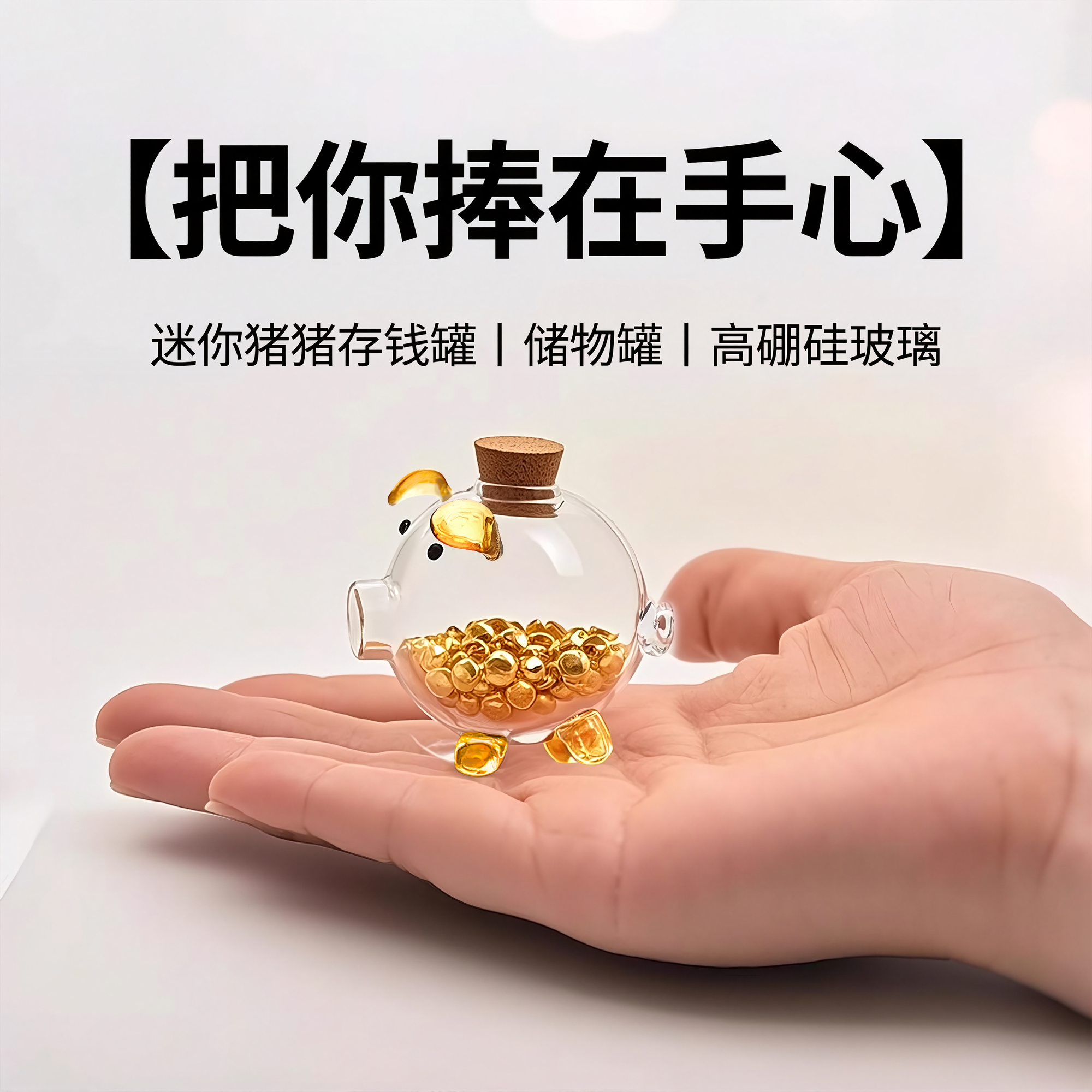 【攒金豆豆收纳瓶子】金猪存钱罐