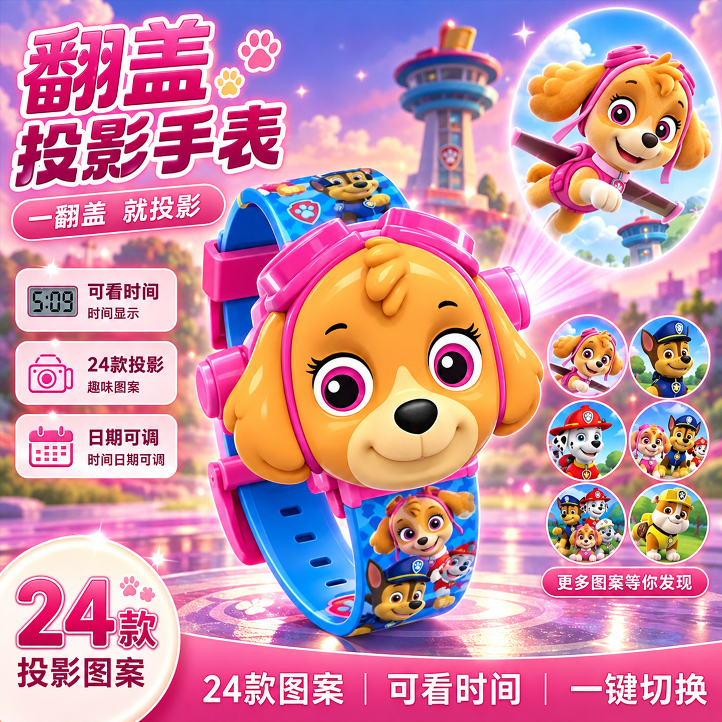 儿童投影手表卡通发光电子手表益智玩具生日礼物男女孩装饰新款