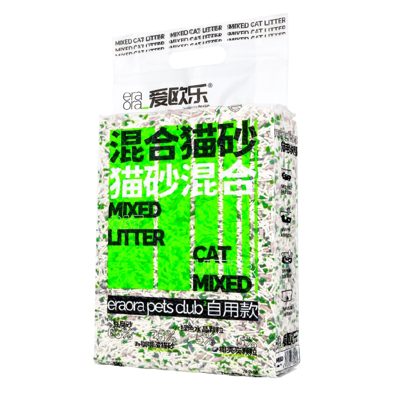 爱欧乐小绿拿铁混合豆腐猫砂添加咖啡渣水晶椰炭除臭结团