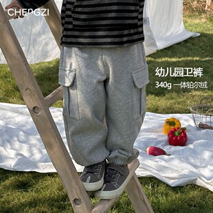 一体绒束脚卫裤 男童春季 运动户外百搭CZ6C17 幼儿园神裤 现货