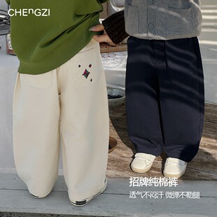【百搭王】全棉男童春季双色斜纹碳磨户外百搭休闲梭织长裤CZ6C10