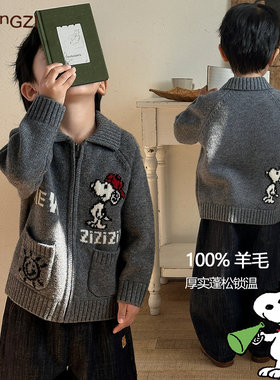 现货【重磅联名】100%羊毛儿童冬季厚款polo保暖羊毛外套CDQ2502