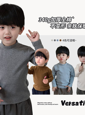 现货~加厚【纯棉打底衫】340g半高领精棉罗纹刷毛绒软糯秋冬CK710