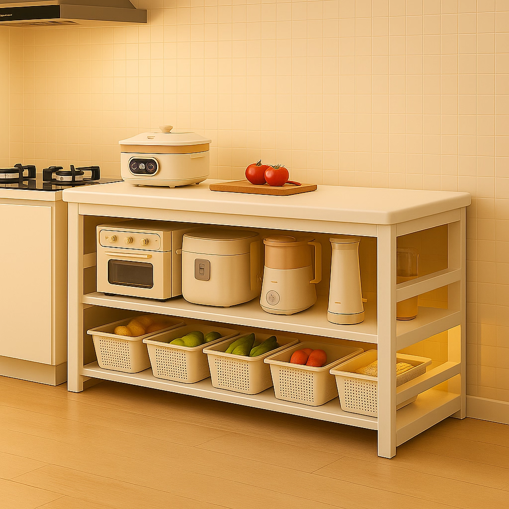 厨房置物架多功能切菜桌子工作台落地多层微波炉锅具收纳架窄边柜,厨房/烹饪用具,厨房置物架/置物柜/角架,淘宝优惠券,粉丝福利购,淘宝优惠卷