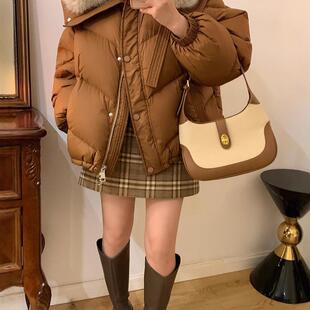 大毛领小个子羽绒棉服女款冬季2025新款韩版抽绳短款棉袄棉服外套