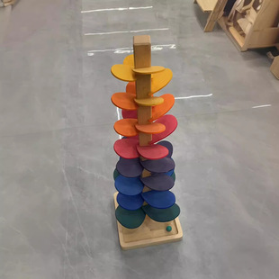 ins音乐树玩具实木质轨道滚珠宝宝启蒙益智积木彩虹色花瓣智慧树