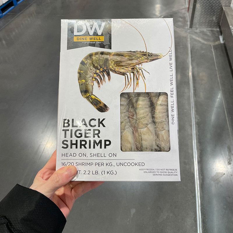 Costco代购开市客进口冷冻带壳带尾生冷黑虎虾1kg/盒 16-20只顺丰