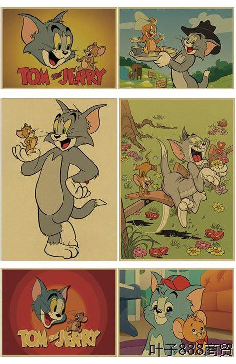 tom and jerry 猫和老鼠 汤姆和杰瑞 动漫动画海报牛皮纸装饰画