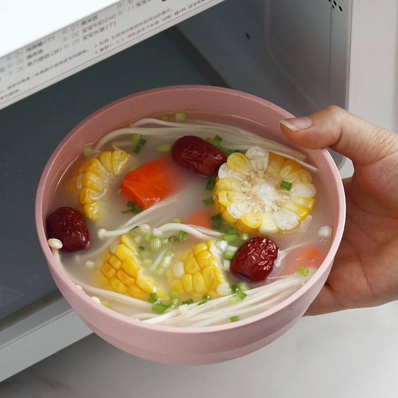 日式碗套装小麦秸秆餐具简约家用吃饭盘汤面碗组合塑料泡面碗大号