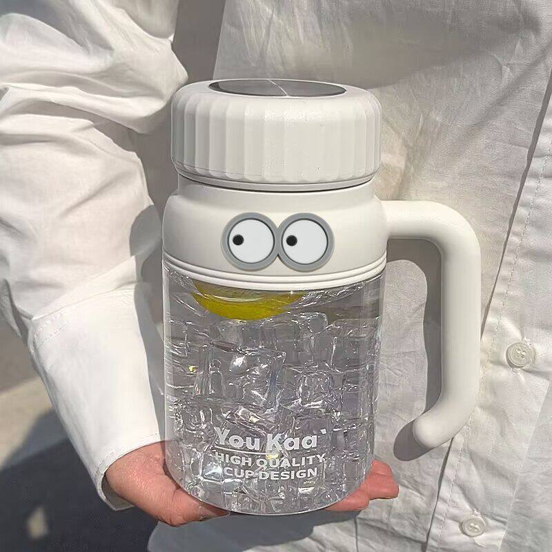 1000ML大口径泡茶杯茶水分离大容量带把手塑料杯夏季男女学生水杯