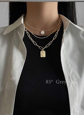 美含欧美风巴洛克叠戴项链ins潮小众设计感锁骨链百搭颈链36