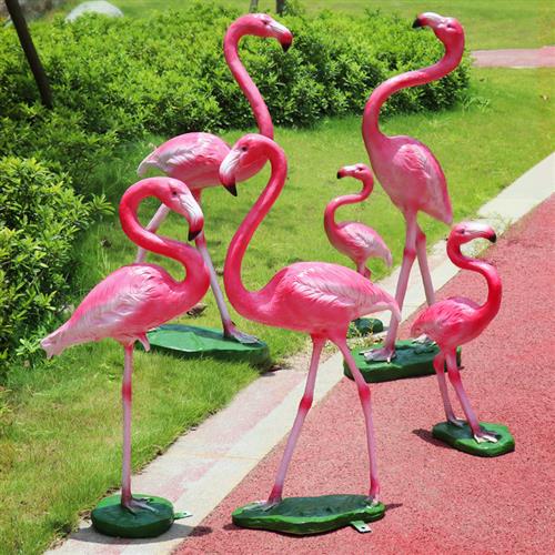 火烈鸟户外园林景观玻璃钢雕塑大型动物水池装饰庭院商场橱窗摆件