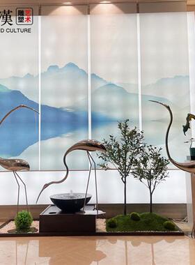 不锈钢丹顶仙鹤白鹭鸟雕塑公园林售楼部处水池景金属装饰摆件户外