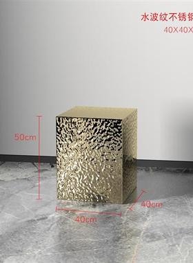 现代轻奢水波纹不锈钢酒店售楼部会所服装店雕塑台展示台落地摆件