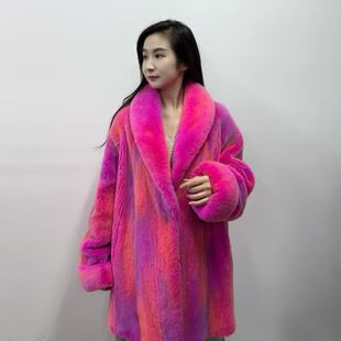 幻彩粉青果领丹麦天鹅绒级水貂长款 新款 2024年冬季 外套 GZ皮草