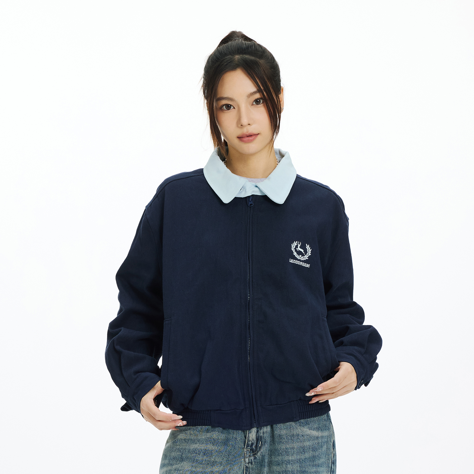 LKOD拼色夹克刺绣复古外套