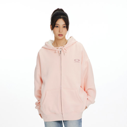 LKOD碎花拼接情侣拉链帽衫