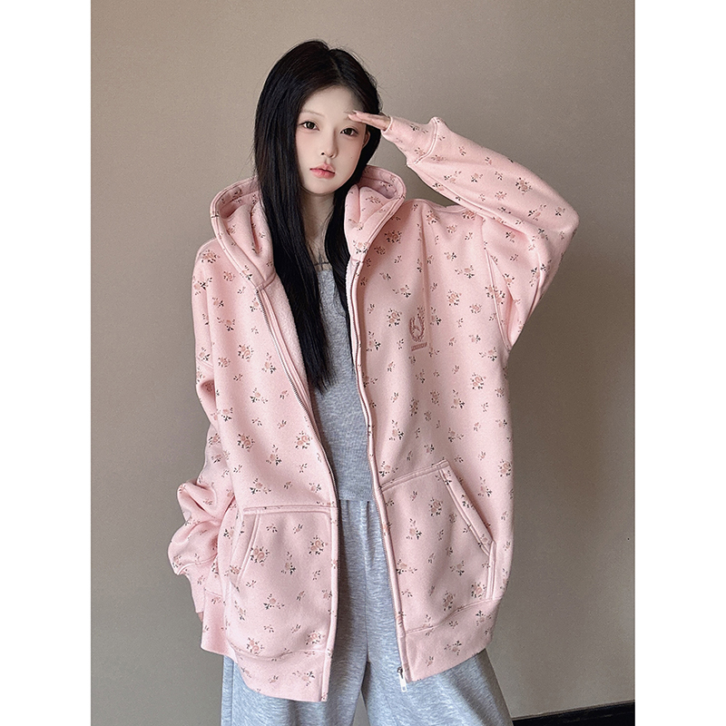 LKOD秋冬碎花刺绣满印情侣卫衣