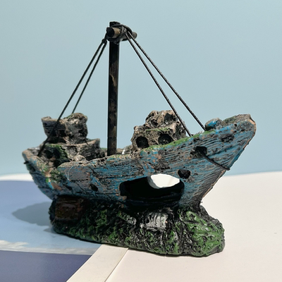 海底沉船鱼虾躲避屋鱼缸造景摆件