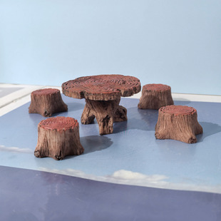 微景观花园木桩桌椅迷你小摆件工艺品园艺配件树脂装饰品花盆造景