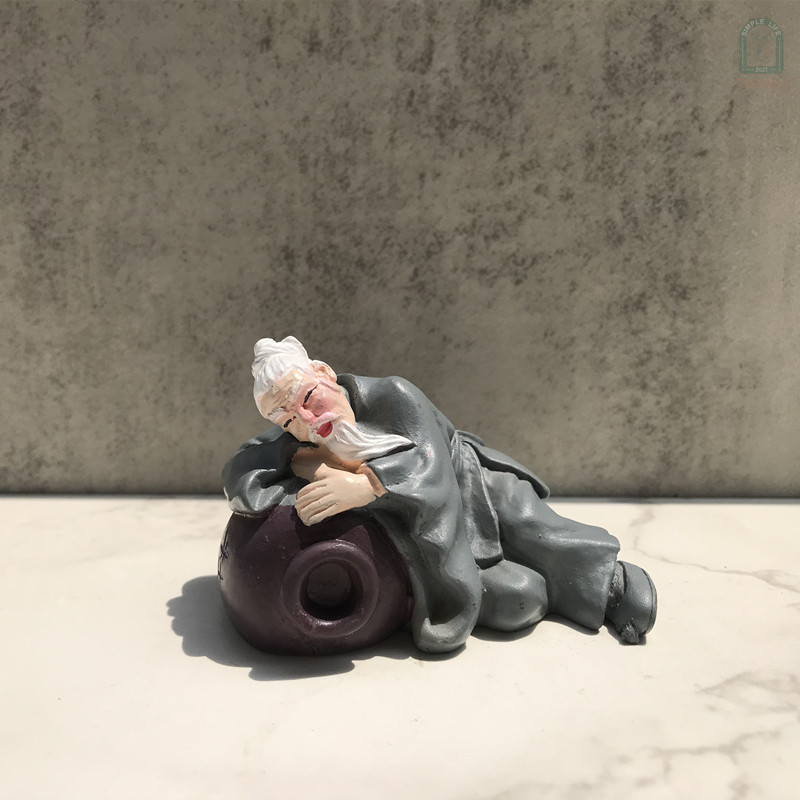 醉翁酒坛微景观盆栽假山造景人物摆件树脂酒文化卧倒古装老人古典,家居饰品,装饰摆件,淘宝优惠券,粉丝福利购,淘宝优惠卷