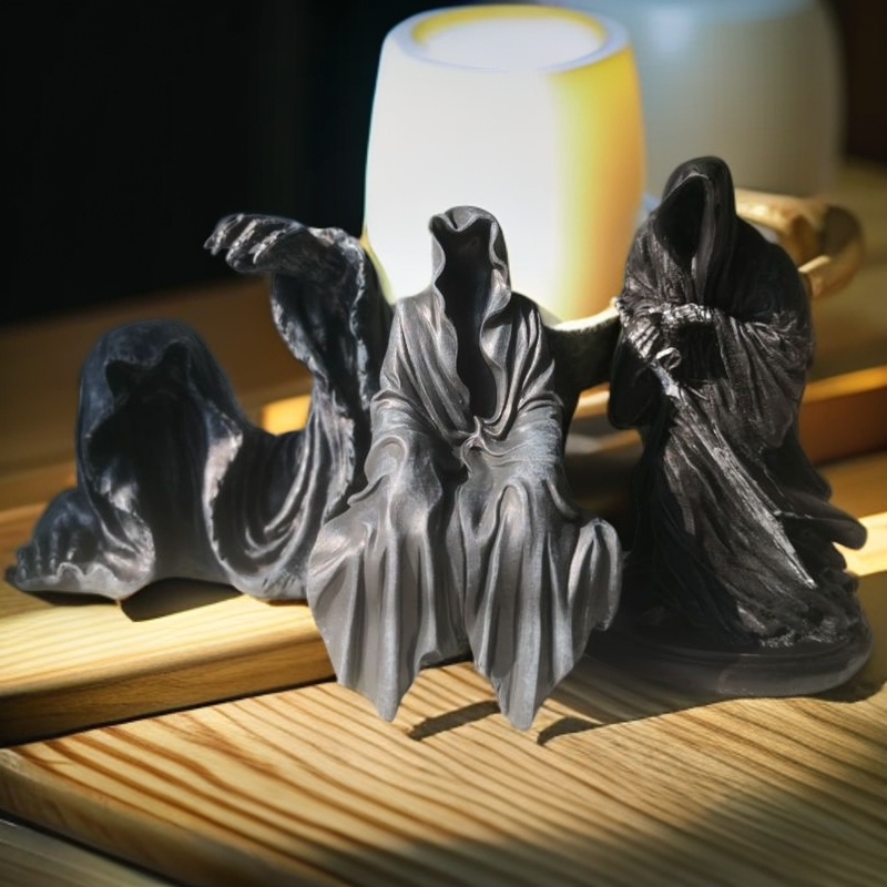 装饰品摆件新款恐怖哥特朋克摇滚树脂黑袍死神北欧式惊悚金属拼图