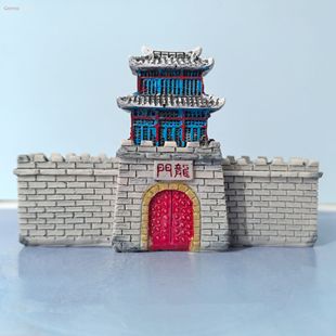 城墙龙门城门树脂建筑中国风红色大门微景观摆件心理沙盘游戏造景