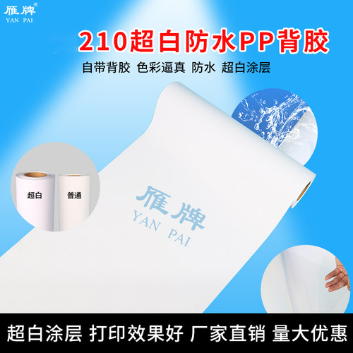 雁牌超白防水背胶PP写真海报纸