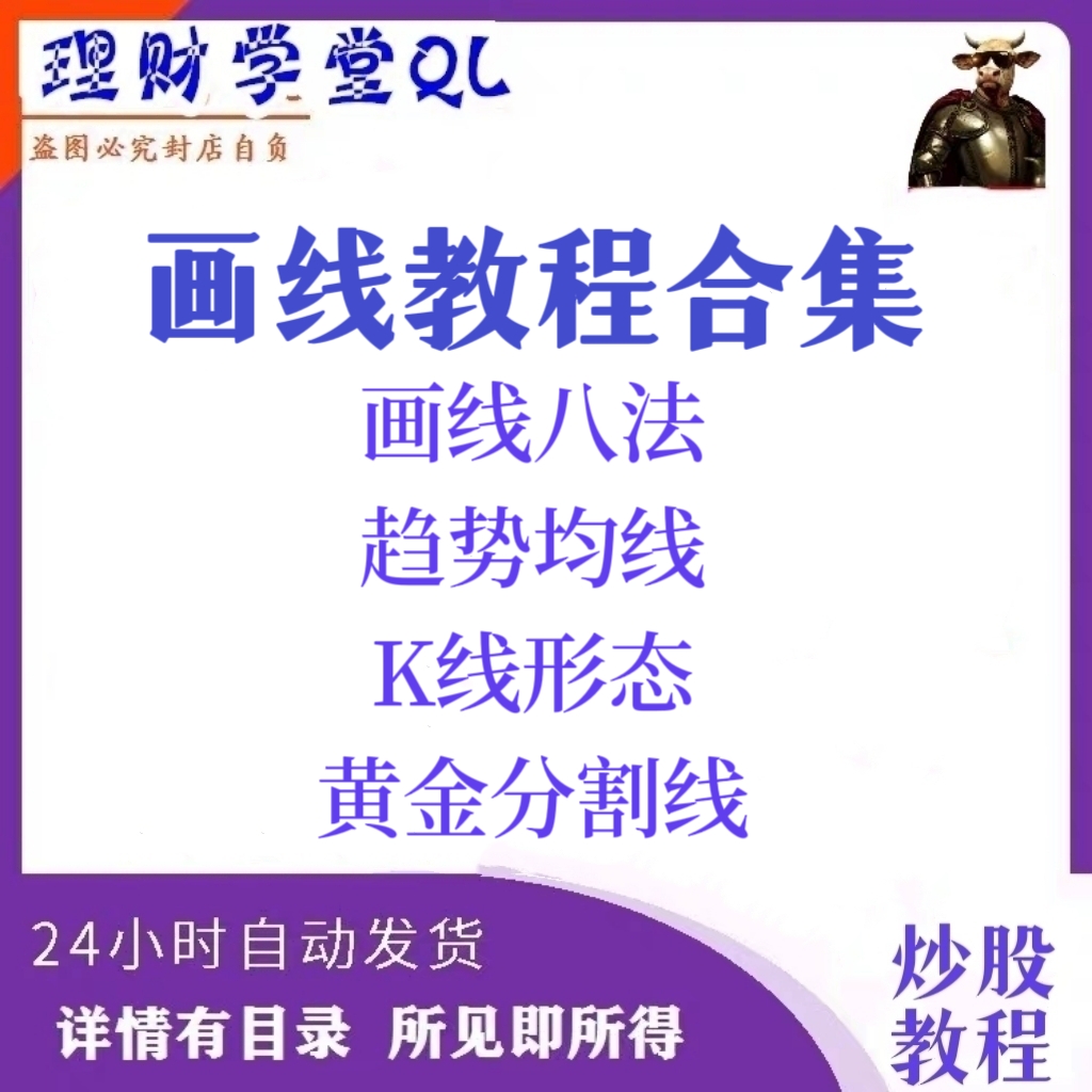 画线八法 趋势线 K线图学画线教程黄金分割线比画法 股票教学视频 商务/设计服务 设计素材/源文件 原图主图