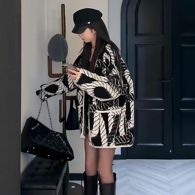 慵懒风毛衣外套女开衫中长款宽松外搭针织衫上衣外穿