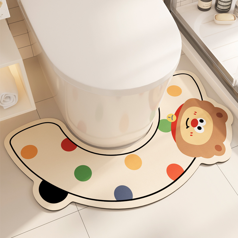 卫生间马桶地垫u型厕所脚垫坐便器边缘全包防溅尿硅藻泥吸水地毯