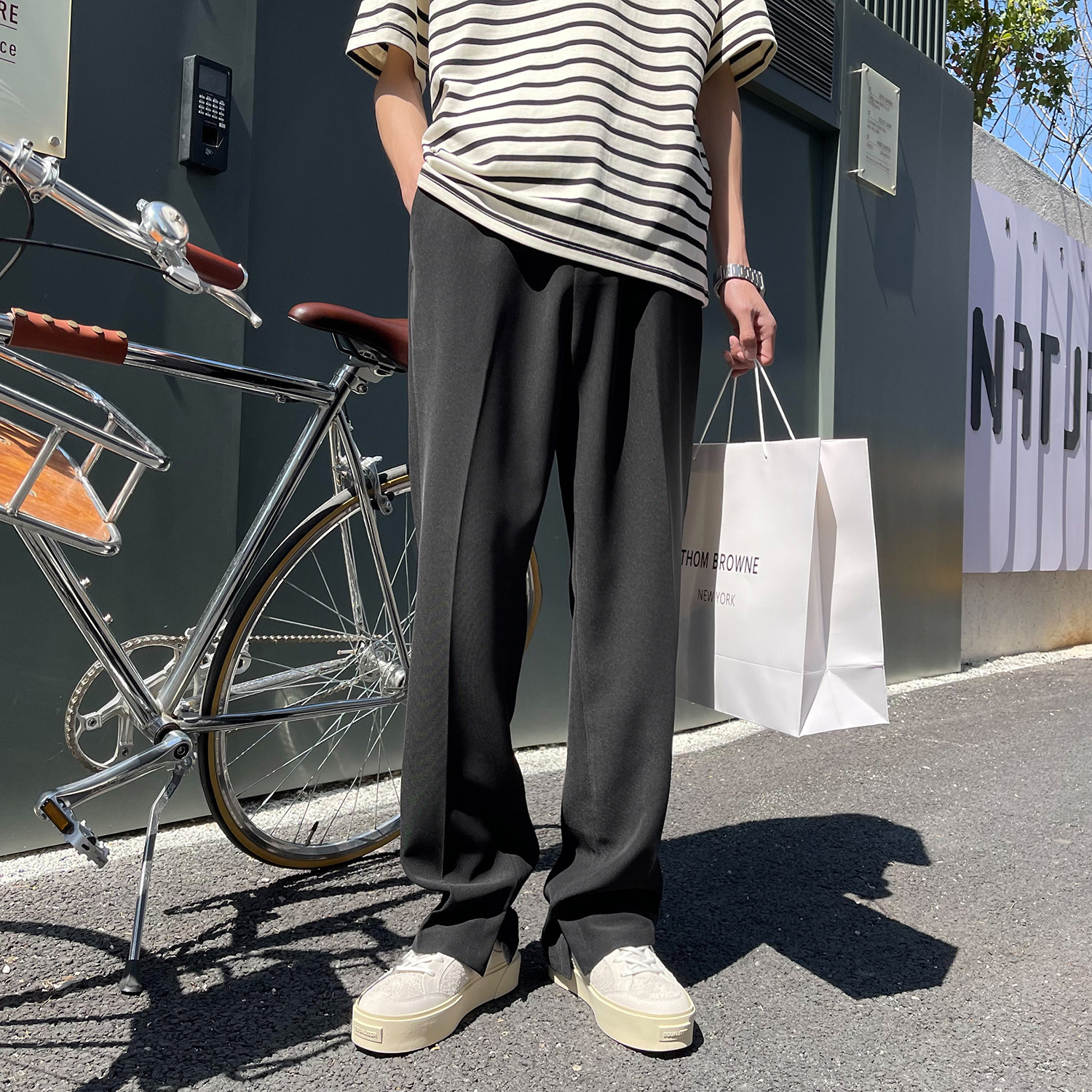 新增3XL203-6F62P55初秋新款韩版休闲内侧开衩休闲裤拖地裤,男装休闲裤,星座203-6(原电商259)