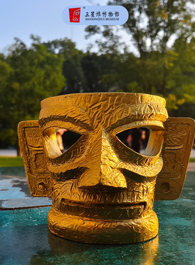 三星堆冰箱贴博物馆文创周边树脂立体创意磁吸装饰黄金面具冰箱贴