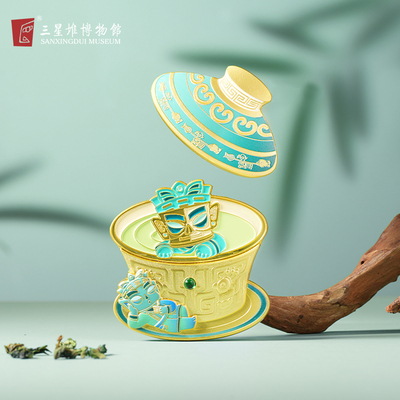 三星堆博物馆盖碗茶开合冰箱贴