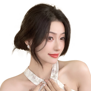 真发八字刘海假发女自然前额中分刘海假刘海假发片鬓角假发头帘