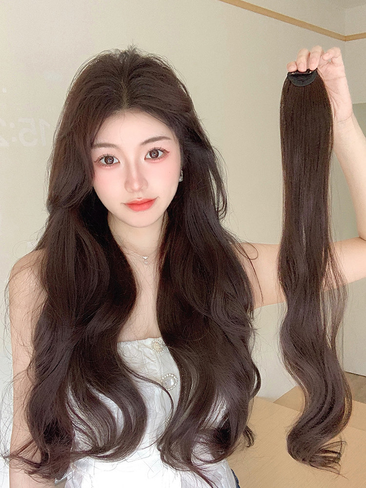 假发片一片式仿真发增发量蓬松小片水波纹单卡长卷发接发片无痕贴