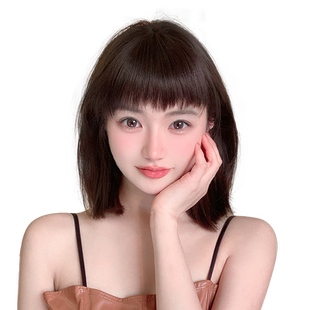 狗啃刘海假发片女自然前额短发眉上齐厚假刘海真发隐形无痕头帘贴