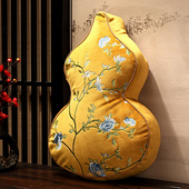新中式 饰摆件中国风刺绣腰垫福禄吉祥靠枕软包 葫芦抱枕客厅沙发装