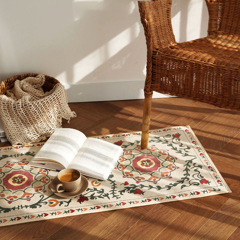 should地毯/日韩田园风植物花卉文艺卧室客厅床边飘窗长条地毯