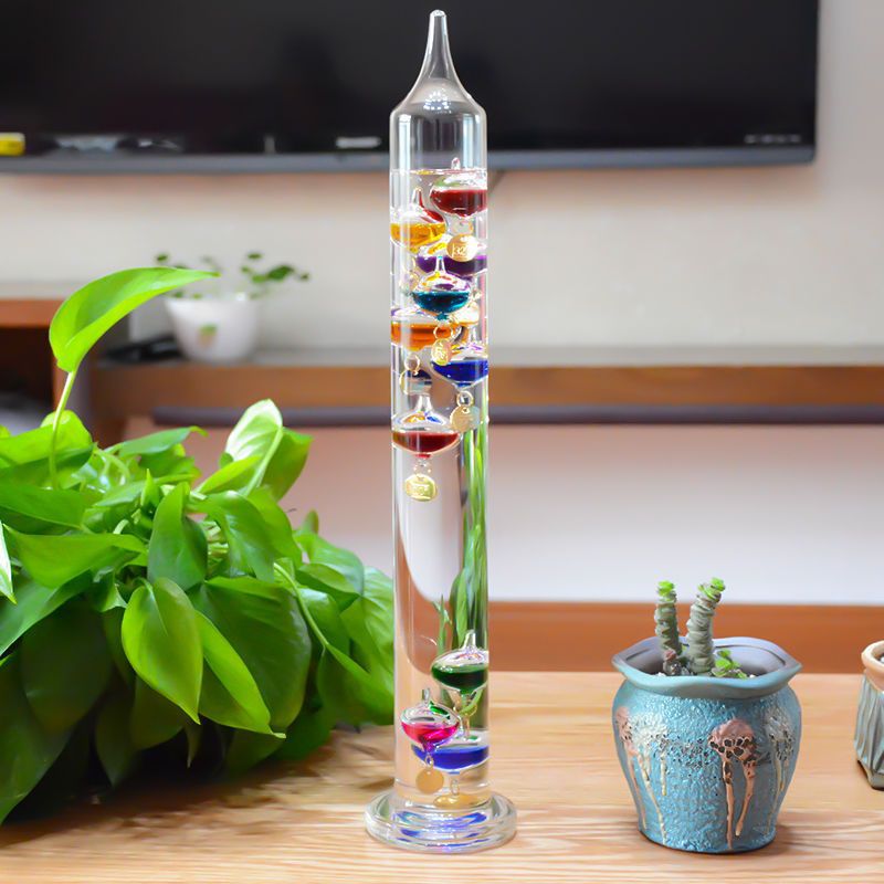 北欧ins网红伽利略彩球温度计创意几何悬浮摆件天气预报生日礼物图片