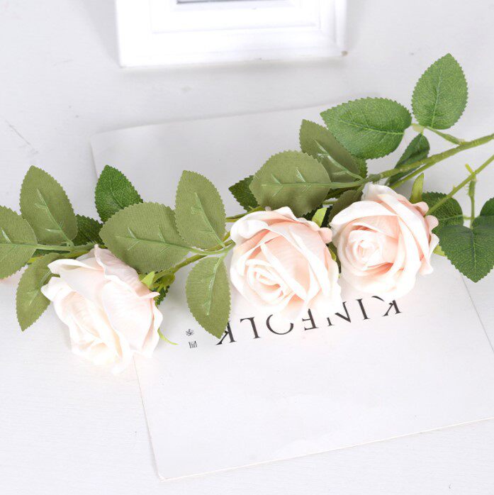 香槟色系列仿真花材 婚礼堂婚庆家居装饰玫瑰假花插花塑料花