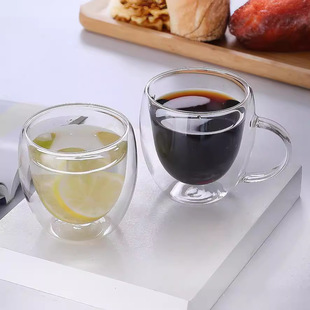 钢化玻璃杯茶杯带把手家用防摔啤酒杯子耐高温扎啤喝水男泡茶水杯